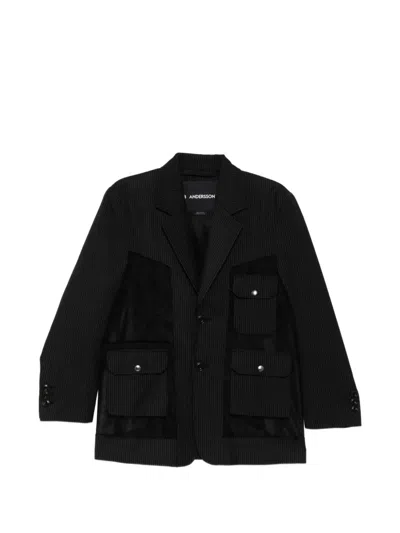 Andersson Bell Pinstripe Patch Pocket Jacket In Black