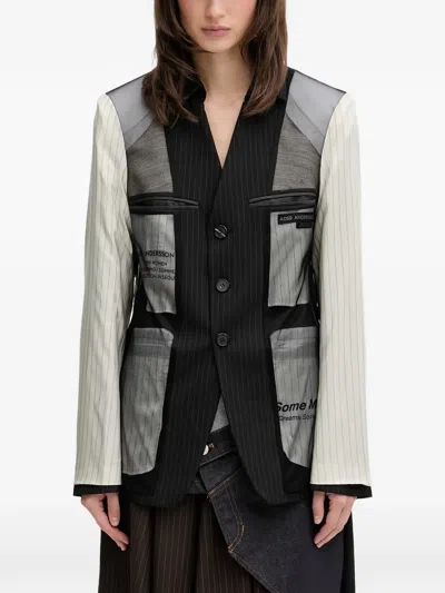 Andersson Bell Pinstripe-pattern Reversible Blazer In Black