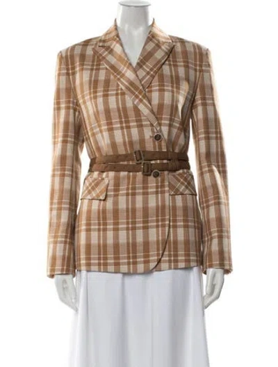 Pre-owned Andersson Bell Plaid Print Blazer In Brown