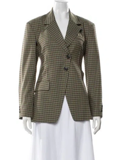 Pre-owned Andersson Bell Plaid Print Blazer In Green