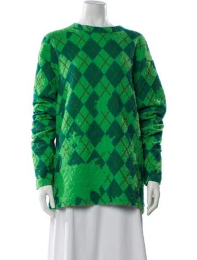 Pre-owned Andersson Bell Plaid Print Crew Neck Top In Green