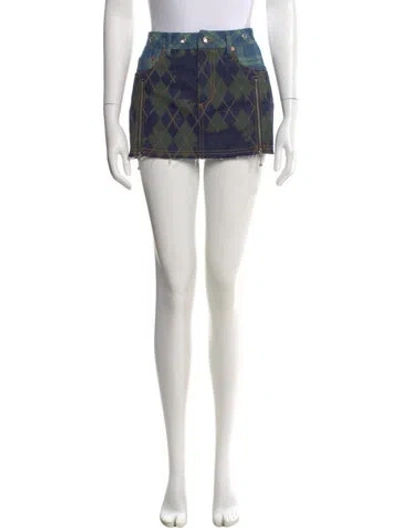 Pre-owned Andersson Bell Plaid Print Mini Skirt In Green