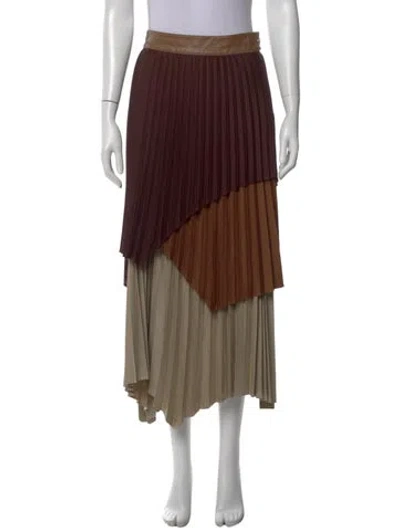 Pre-owned Andersson Bell Pleated Accents Midi Length Skirt W/ Tags In Brown
