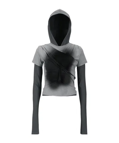 Andersson Bell Pleated Hooded T-shirt In Gray