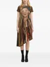 Andersson Bell Portrait-print Gathered Dress In Brown