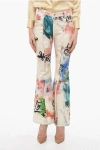 Andersson Bell Printed Boot Cut Jeans With Frontal Studs