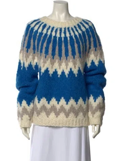 Pre-owned Andersson Bell Printed Crew Neck Sweater In Blue