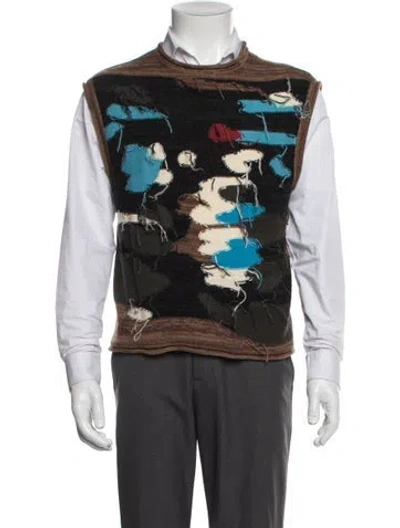 Pre-owned Andersson Bell Printed Crew Neck Sweater Vest In Black
