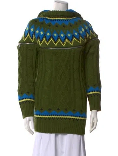 Pre-owned Andersson Bell Printed Mock Neck Sweater In Green