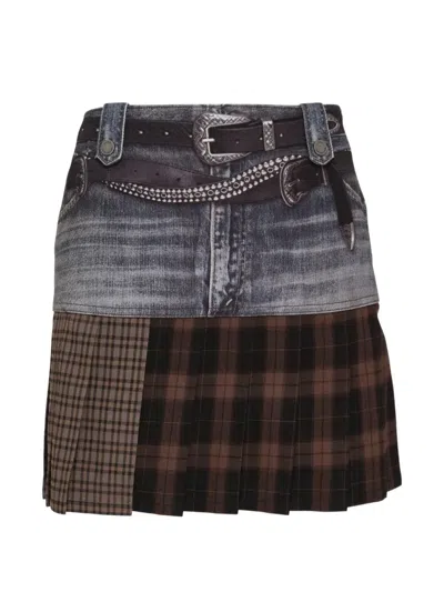 Andersson Bell Printed Pleated Mini Skirt In Multi
