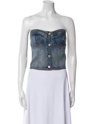 Pre-owned Andersson Bell Printed Strapless Crop Top In Multi