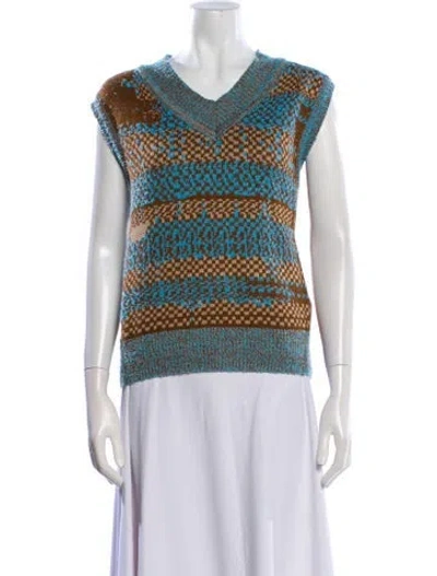 Pre-owned Andersson Bell Printed V-neck Sweater In Multi