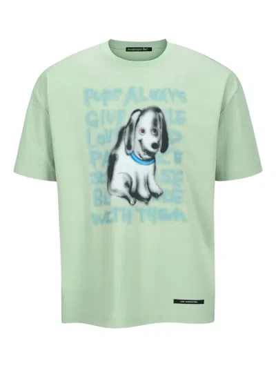 Andersson Bell Puppy-print T-shirt In Green