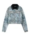 Andersson Bell Python Gradient Print Denim Jacket In Blue