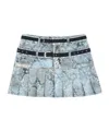 Andersson Bell Python Print Faded Denim Mini Skirt In Blue