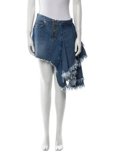 Pre-owned Andersson Bell Raw-edge Trim Knee-length Skirt In Blue