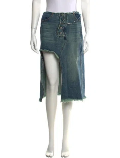 Pre-owned Andersson Bell Raw-edge Trim Knee-length Skirt In Blue