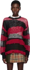Andersson Bell Red & Black Stripe Crew-neck Sweater In Multicolour