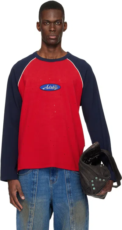 Andersson Bell Red & Navy Logo Wappen Raglan Ls T-shirt