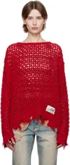 Andersson Bell Damaged Boatneck Sweater In Red