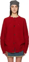 Andersson Bell Red Roghen Wool Long Cardigan In Scarlet