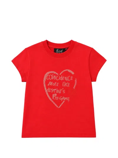 Andersson Bell Rhinestone-embellished Heart-motif T-shirt In Red