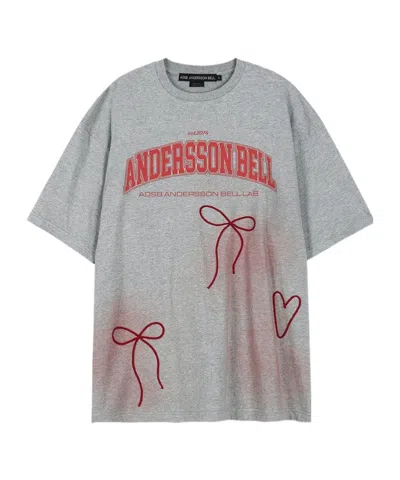Andersson Bell Ribbon Embroidery Printed T-shirt In Gray