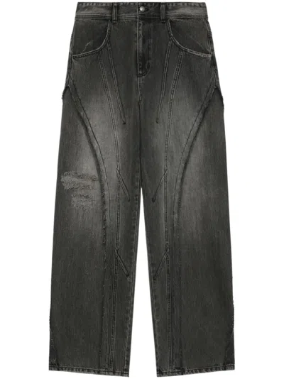 Andersson Bell Ripped Wide-leg Jeans In Black