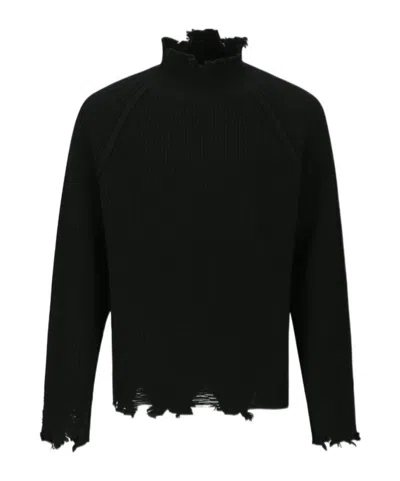 Andersson Bell Roghen Distressed Turtleneck Sweater In Black