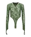 Andersson Bell Rose Lace Bodysuit In Green