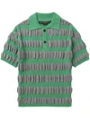 Andersson Bell Ruffle-knit Polo T-shirt In Grün