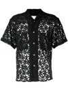 Andersson Bell Semi-sheer Floral-lace Shirt In Black