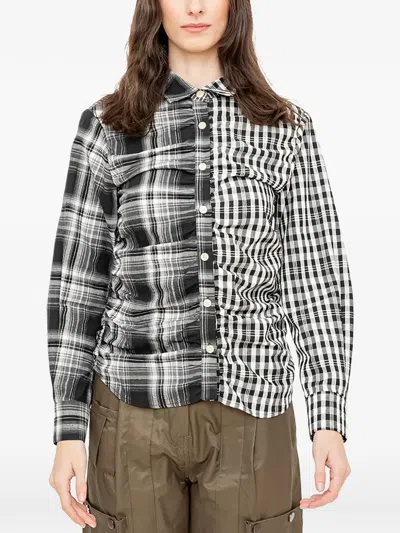 Andersson Bell Shirred Check Shirt In Multi