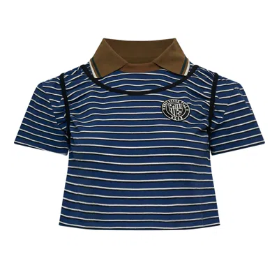 Andersson Bell Shirring Binding Stripe Collar Polo In Multi