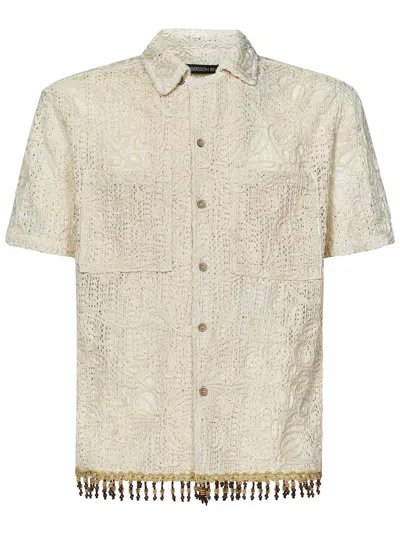 Andersson Bell Floral-jacquard Shirt In Beige