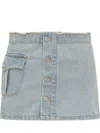 ANDERSSON BELL BLUE DENIM PLEATED  MINISKIRT IN COTTON WOMAN