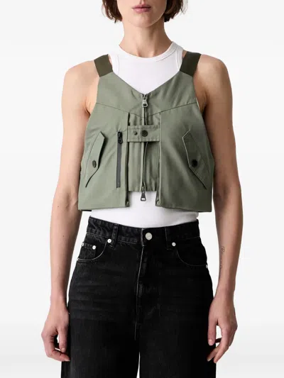Andersson Bell Some Might Say Zip-up Cropped Top In Green