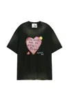 Andersson Bell Black Essential Spray Wash Heart Message T-shirt In Green