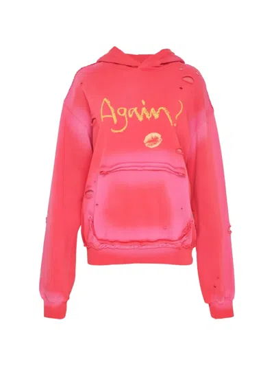 Andersson Bell Spray-washed Distressed Hoodie In Pink