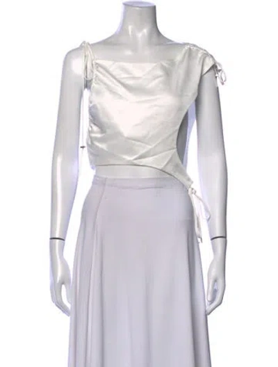 Pre-owned Andersson Bell Square Neckline Sleeveless Crop Top In White