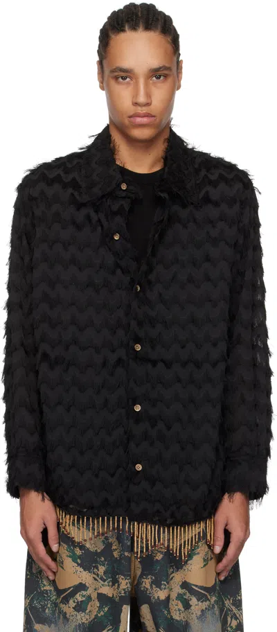 Andersson Bell Ssense Exclusive Bird Shaggy Long Shirt In Black