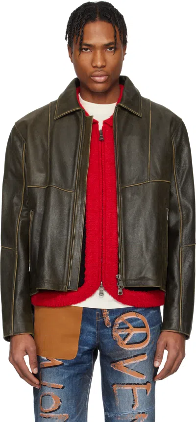 Andersson Bell Ssense Exclusive Brown Dreszen Zip-up Leather Jacket In Brown Brown