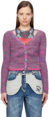 Andersson Bell Contrast-trim Patterned Cardigan In Multi Purple Mltprl