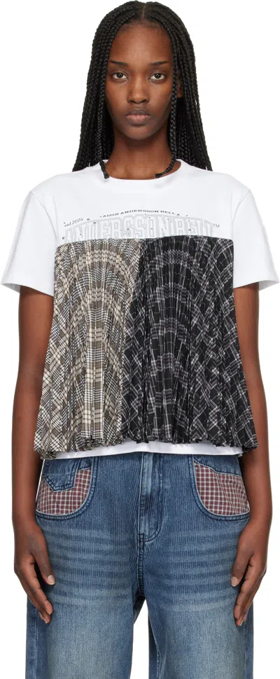 Andersson Bell Ssense Exclusive White Studded Pleats Hybrid T-shirt In Multi