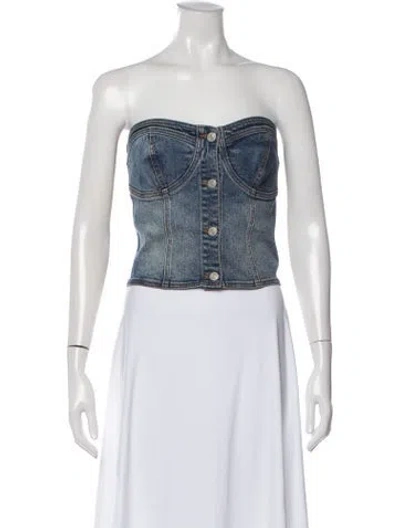 Pre-owned Andersson Bell Strapless Crop Top In Green
