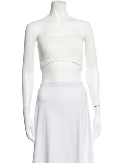 Pre-owned Andersson Bell Strapless Crop Top In White