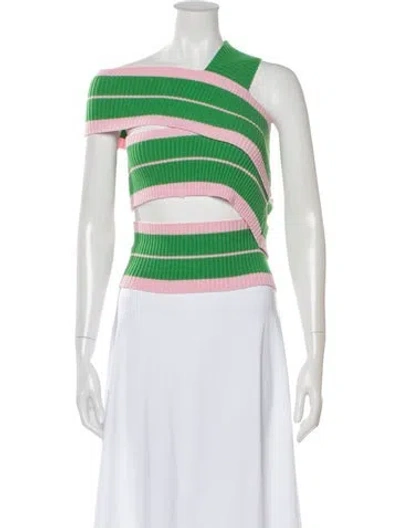 Pre-owned Andersson Bell Striped Asymmetrical Crop Top In Multi