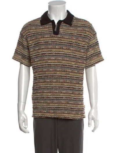 Pre-owned Andersson Bell Striped Collar Polo Shirt In Brown