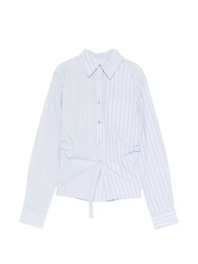 Andersson Bell Striped Gathered Shirt In Blue