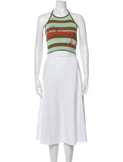 Pre-owned Andersson Bell Striped Halterneck Crop Top In Multi